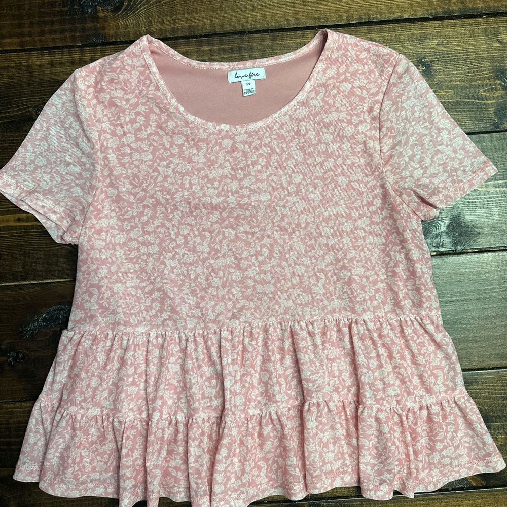 Knox Rose Blush Floral Peplum Blouse
